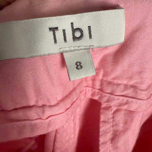 Tibi Pink Cotton Wide Leg High Waisted Cropped Denim Pants Size 8 - Picture 9 of 9